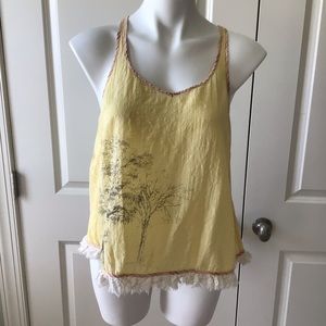 Free People twisted split back tank top Yellow